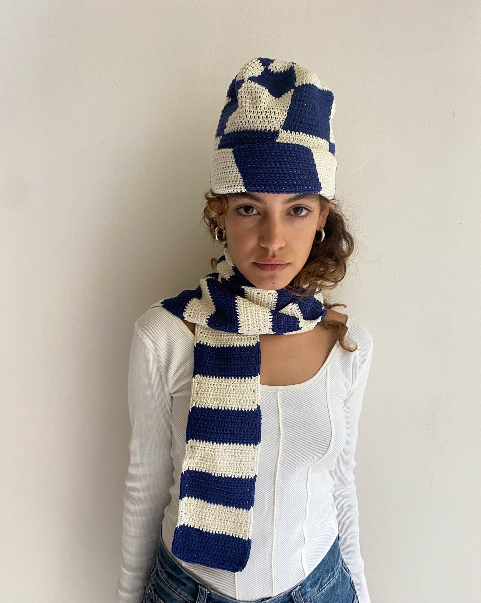 Stripe Scarf - Navy