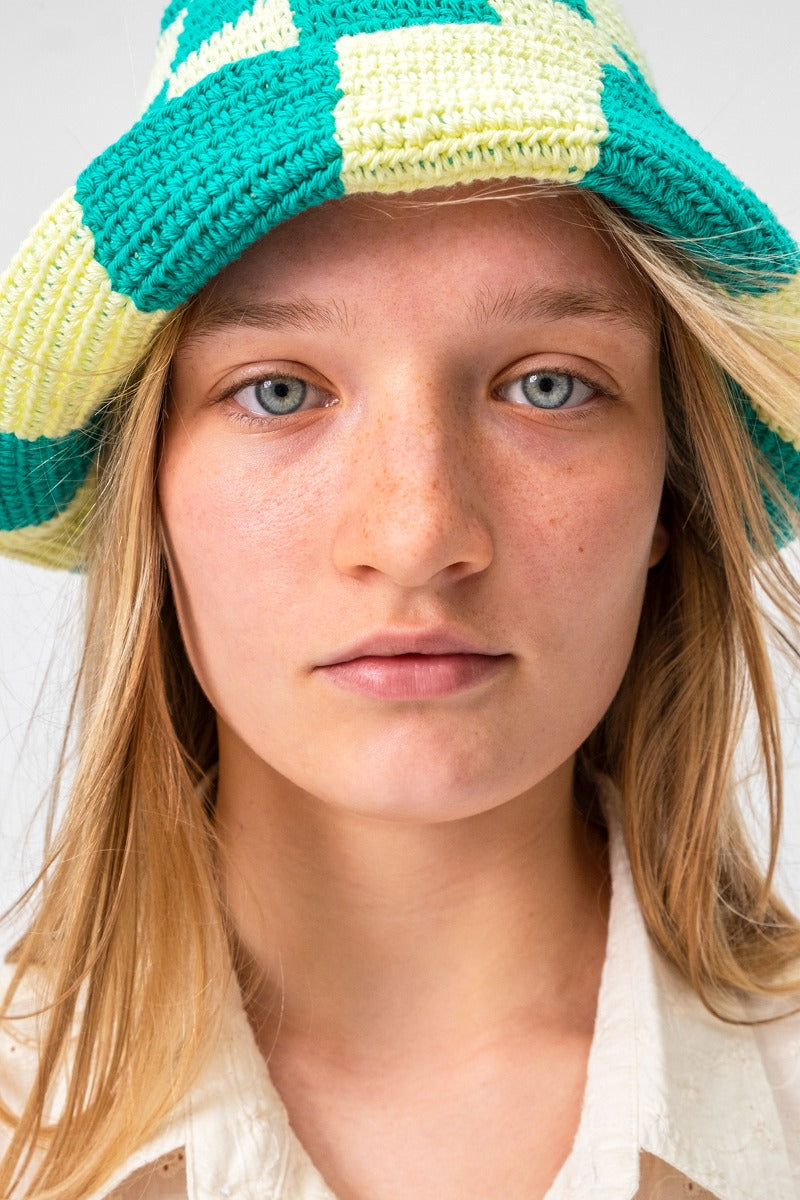 Check Swirl Hat - Emerald