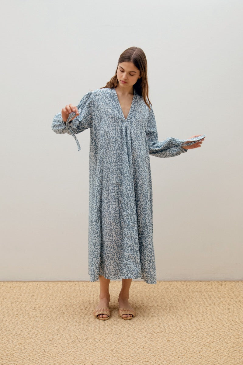Clementina Dress - Blue Soft Flower