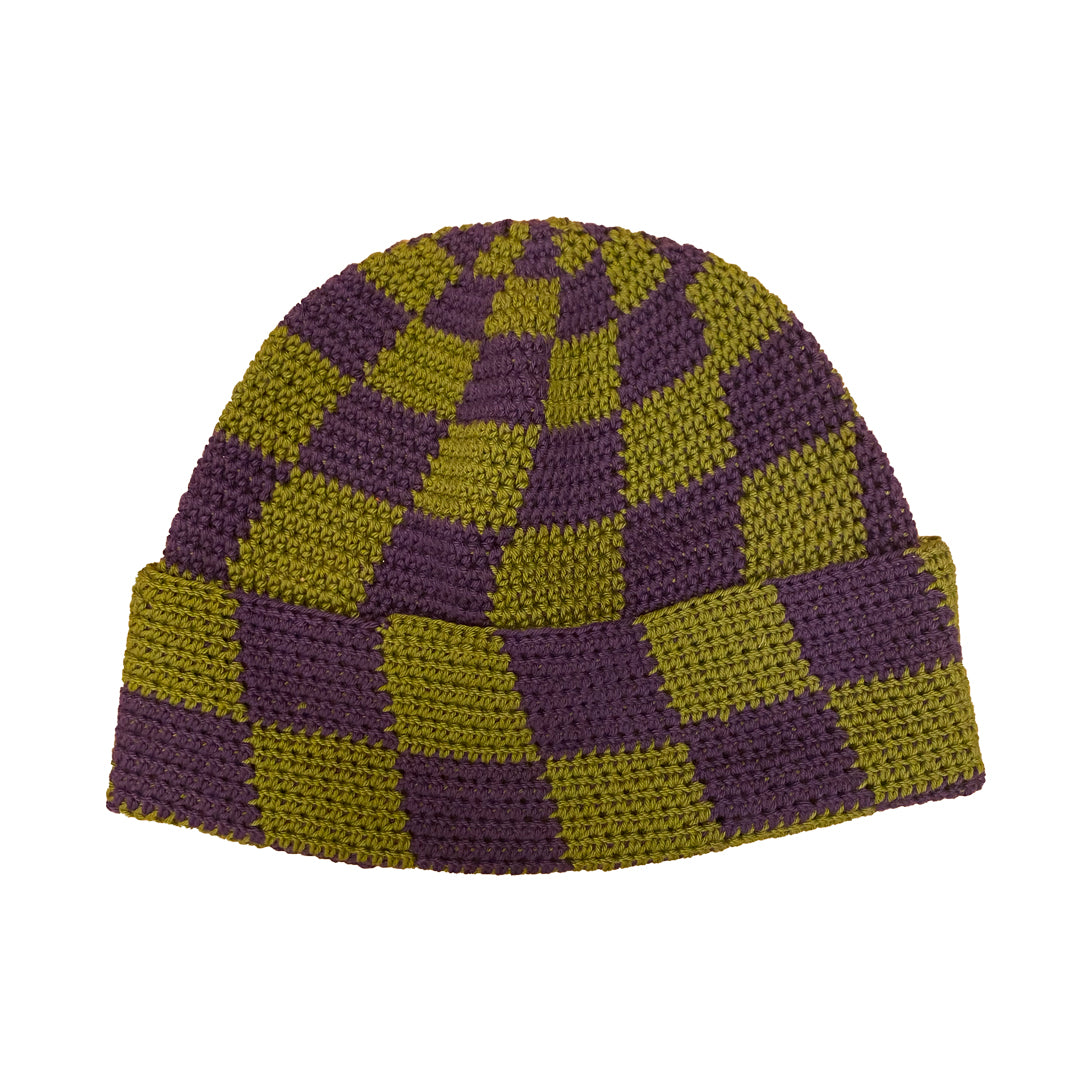 Check Beanie - Aubergine