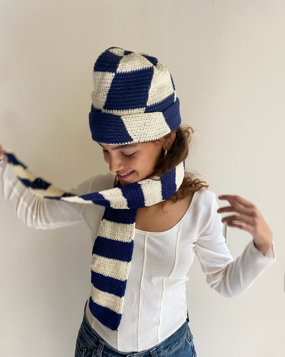 Stripe Scarf - Navy