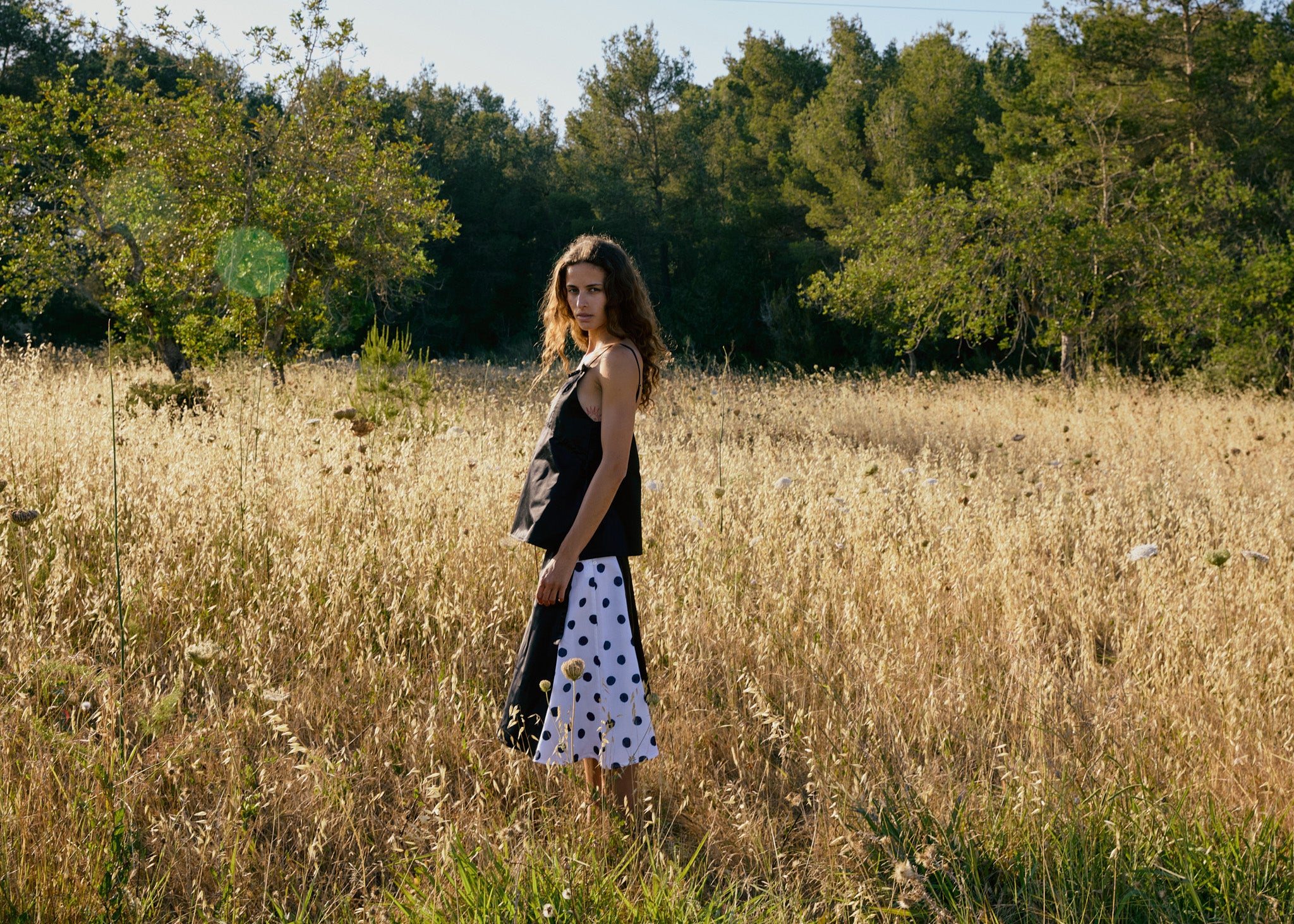Nani Skirt - Polka Blues Silk