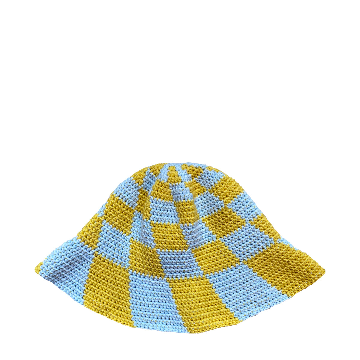 Kid's Check Swirl Hat - Yellow Blue