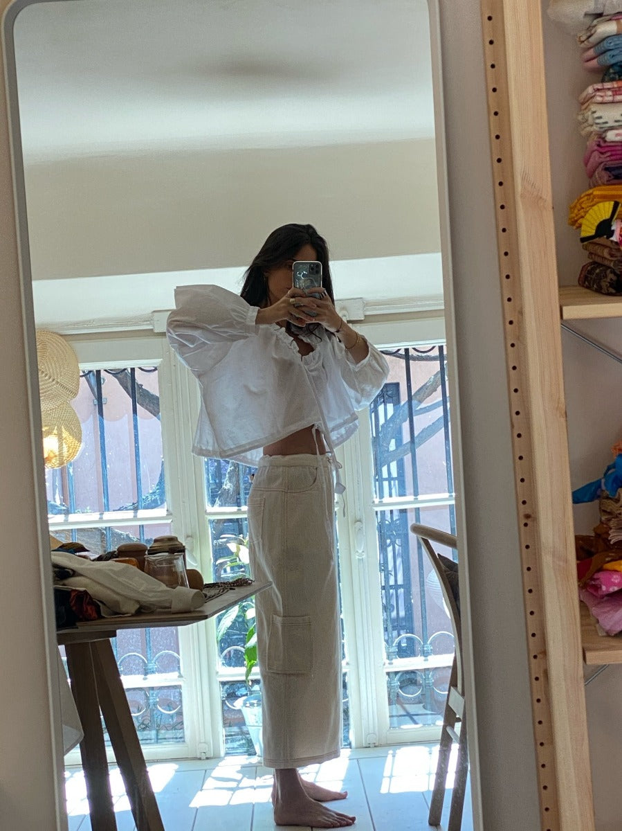 Ruffle Me Up Blouse - Mozzarella