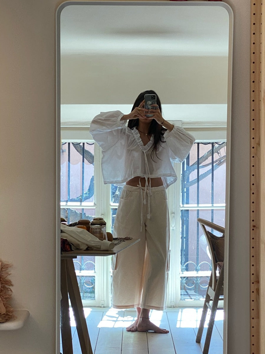 Ruffle Me Up Blouse - Mozzarella