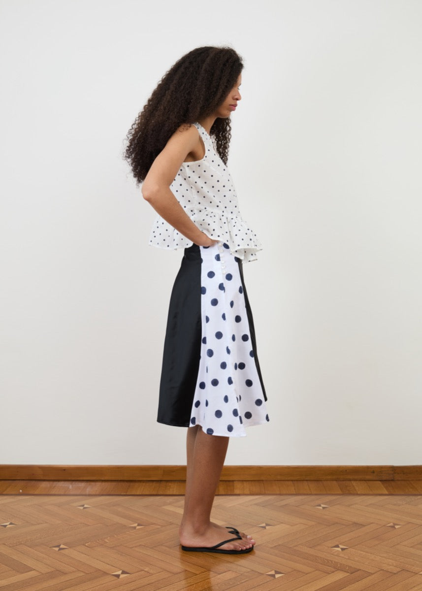 Nani Skirt - Polka Blues Silk