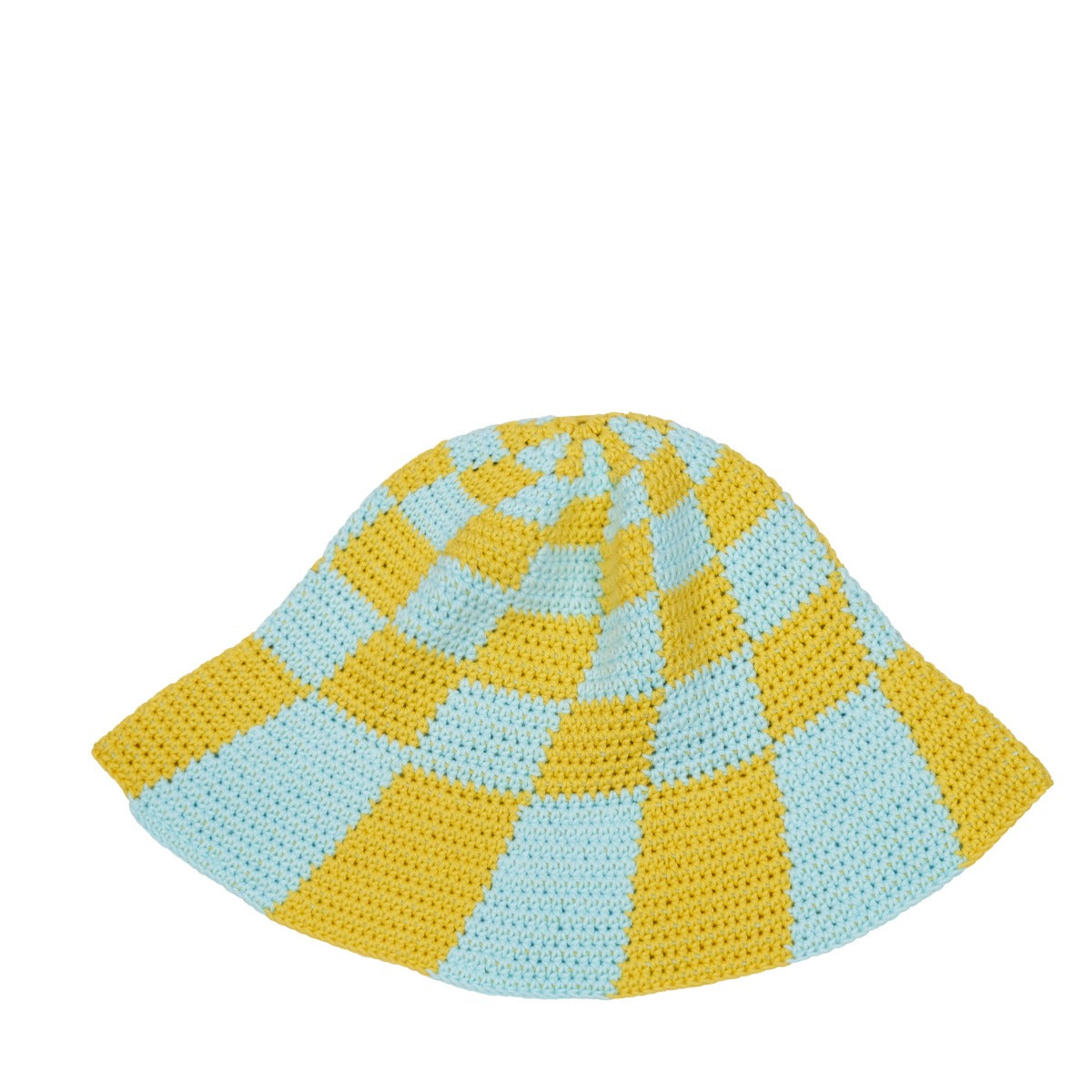 Check Swirl Hat - Yellow Blue