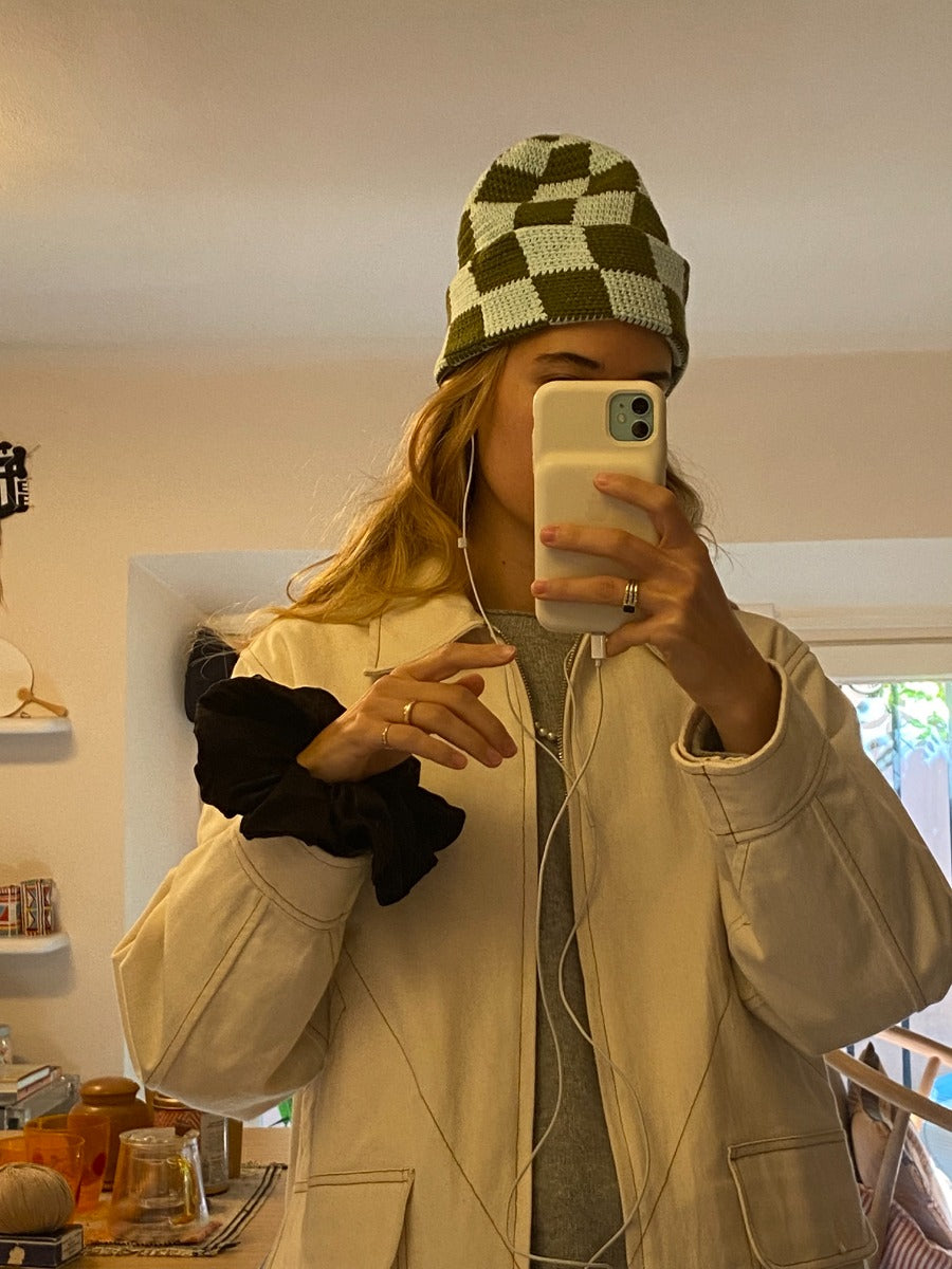 Check Beanie - Seaweed