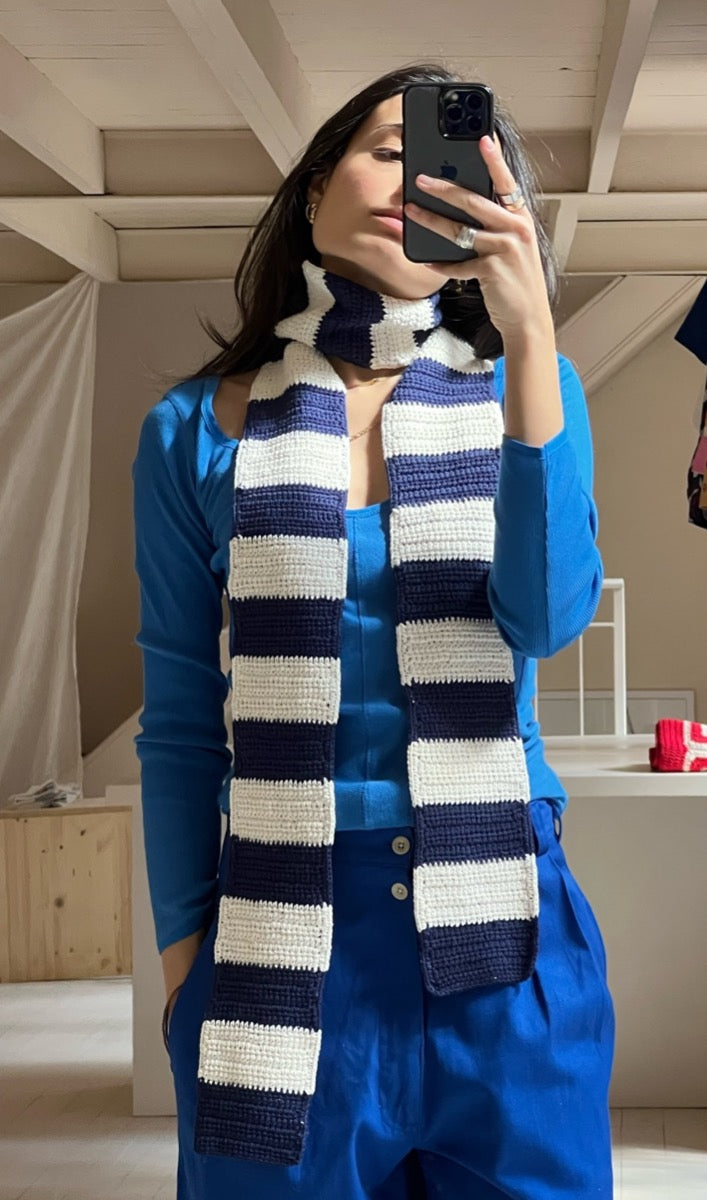 Stripe Scarf - Navy