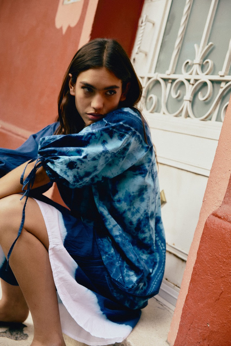 Ruffle Me Up Dress - Indigo Shibori