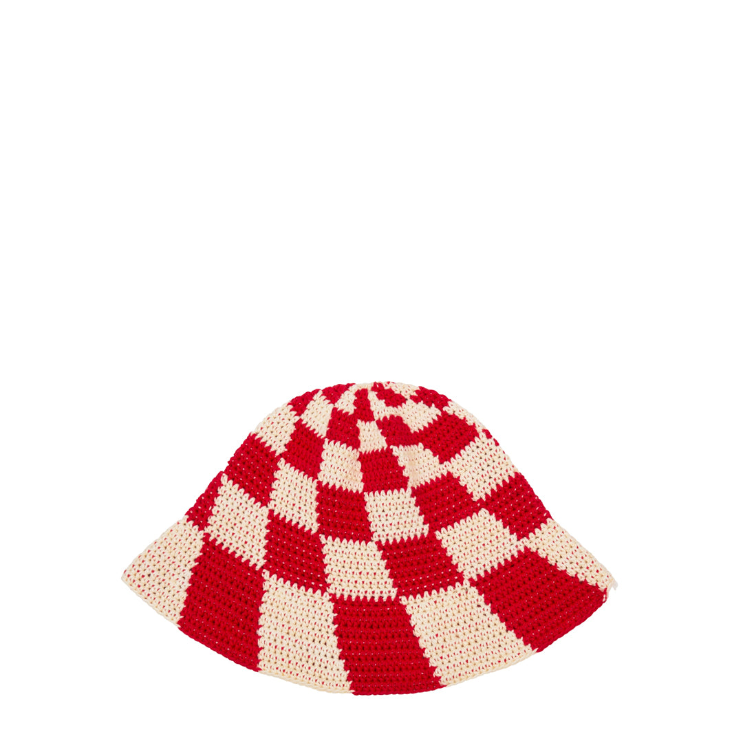 Kid's Check Swirl Hat - Cherry