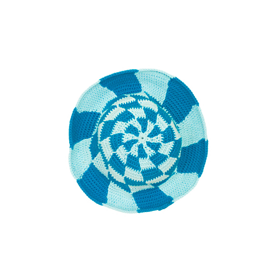Kid’s Check Swirl Hat - Ocean