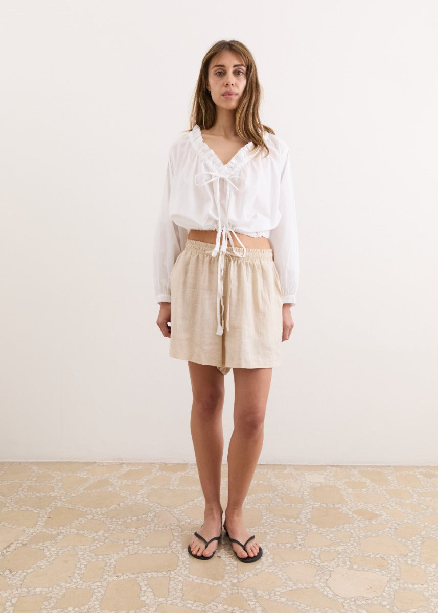 Ruffle Me Up Blouse - Mozzarella