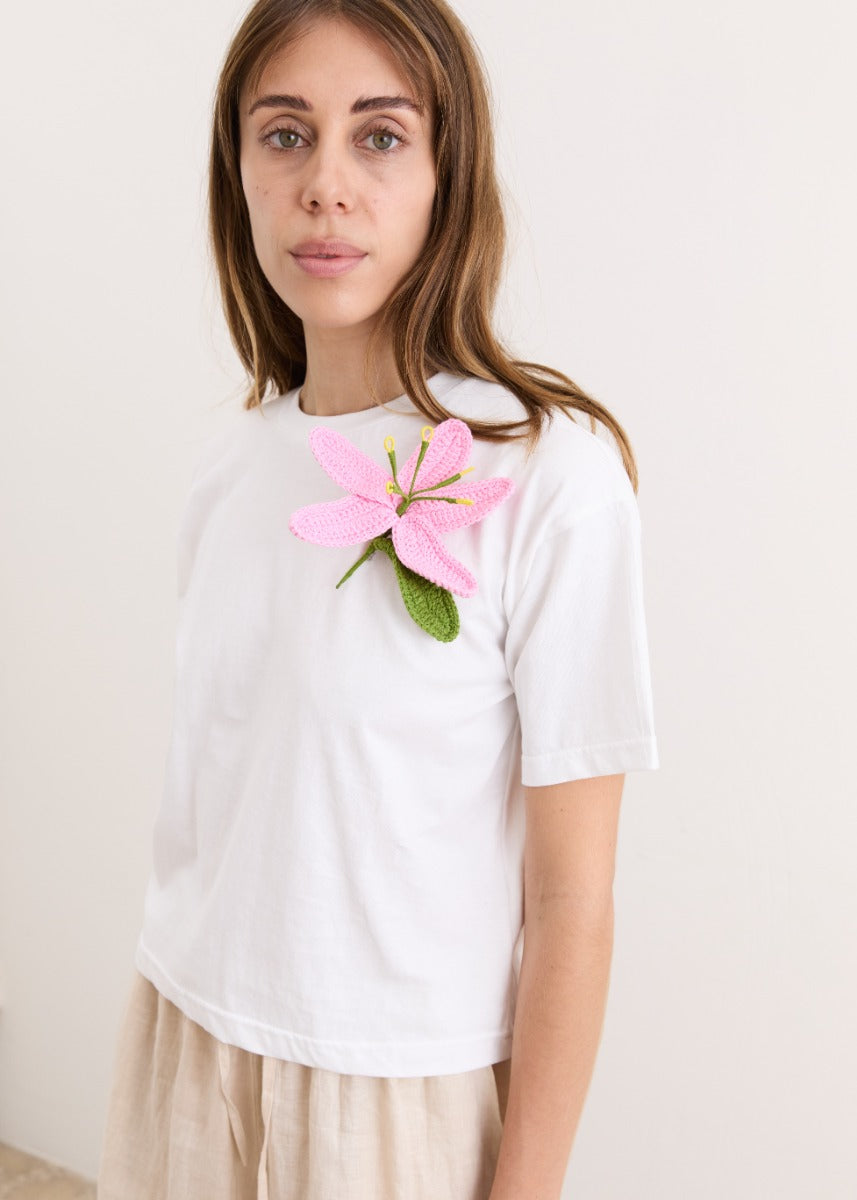 Crochet Brooch - Pink Lily