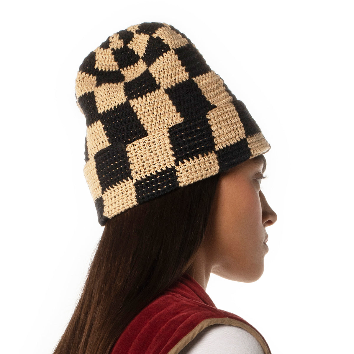 Check Beanie - Biscuit
