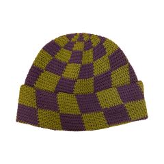 Check Beanie - Aubergine
