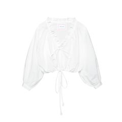 Ruffle Me Up Blouse - Mozzarella